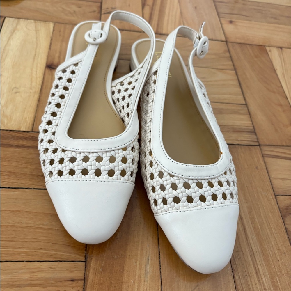 Elegant White Slingback Women's Shoes